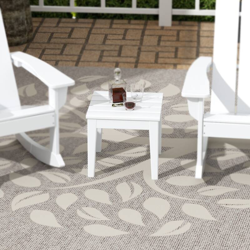 Shoreside HDPE Eco-Friendly All Weather Square Modern 18" Side Table - White