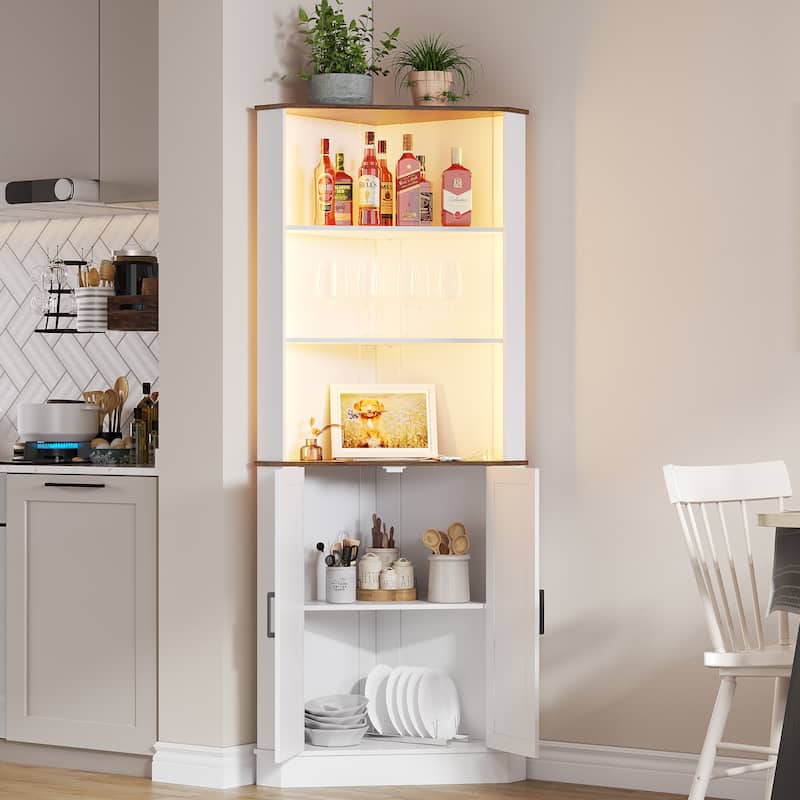 66" Tall Corner Cabinet With Led Light