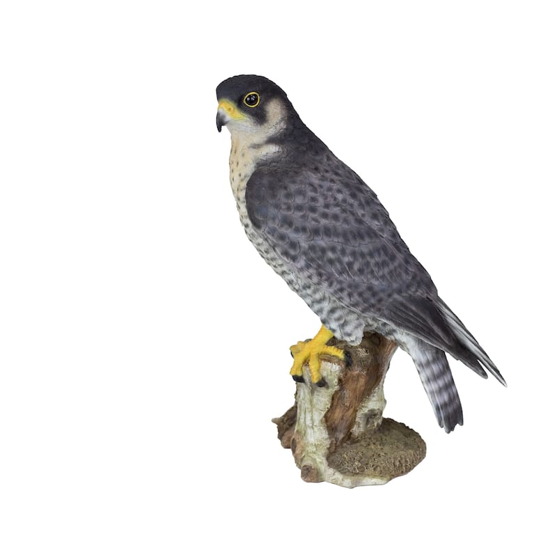 Peregrine Falcon Standing on Branch Outdoor Garden Statue - 13.25"