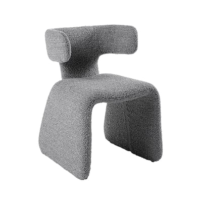 Cid Fiu 22 Inch Dining Chair, Curved Wingback, Gray Textured Polyester