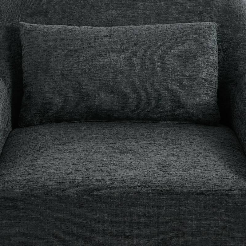 Chenille 360-Degree Swivel Chairs With Lumbar Pillow (Set of 2)