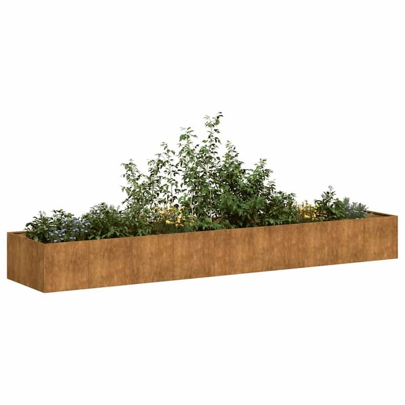 vidaXL Planter Rusty Weathering steel Large Adjustable Armrests - 31.5 x 141.7 x 15.7