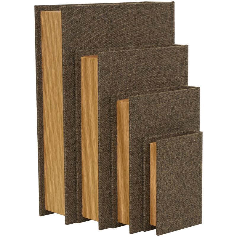 Roche River Decor - Linen Fabric Chevron Patterned or Texxtured Faux Book Storage Box - Set of 3 or 4 Multi-Colored