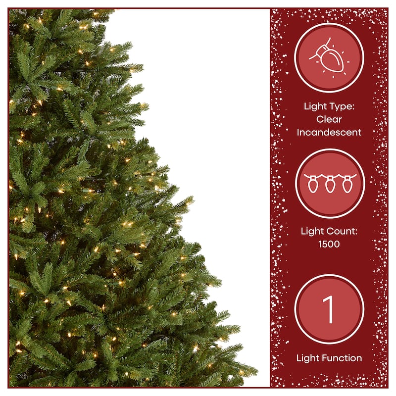 National Tree Company 9 ft. Feel Real Jersey Fraser Medium Fir Hinged Tree, 1500 Clear Lights - 9 Foot