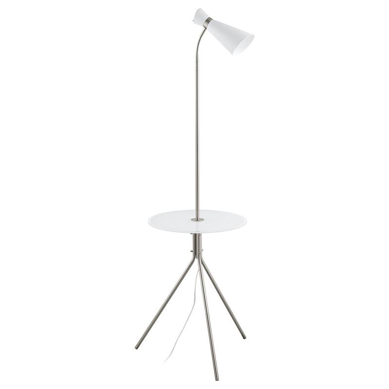 Eglo Policara 1-Light Matte Nickel Floor Lamp with White and Matte Nickel Trim - Matte Nickel