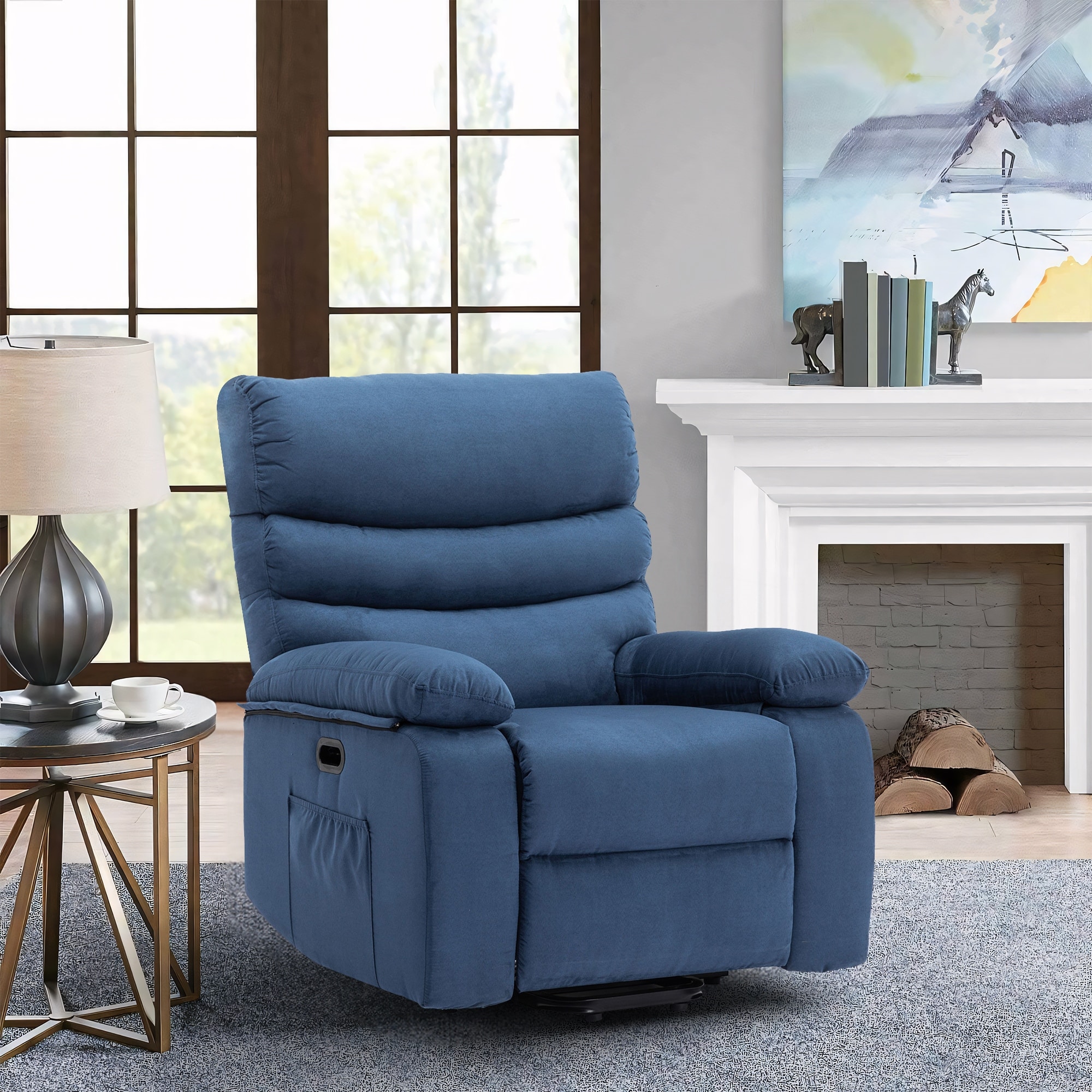 Teal rocker top recliner chair