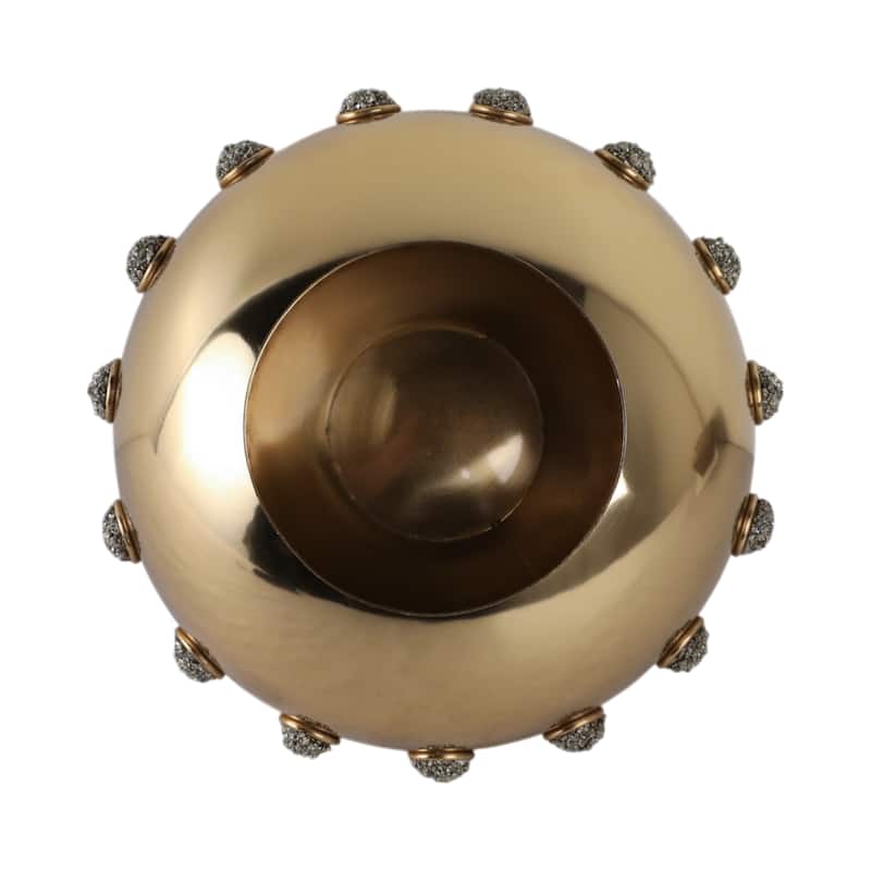 Metal Bowl with Stone Pedestal Base and Crystal Textured Accents