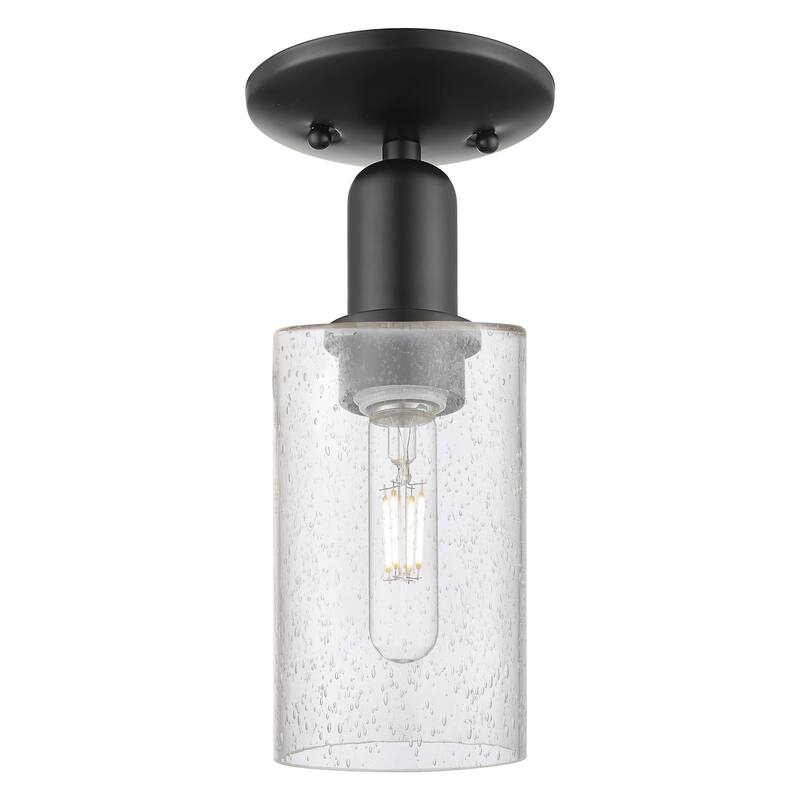 Innovations Lighting 716-1C-11-5 Clymer Semi-Flush Clymer 5" Wide - Matte Black / Seedy