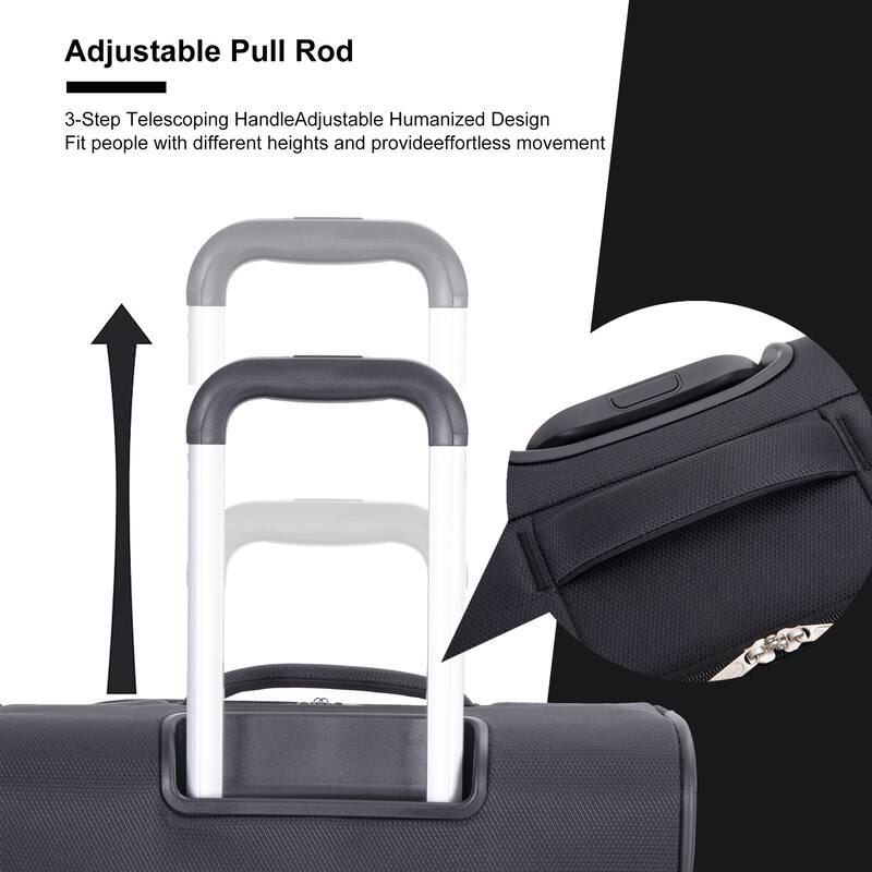 Durable 3-Piece Polyester Luggage Set (18" Carry-On, Travel Bag, Toiletry Bag) with 360° Spinner Wheels
