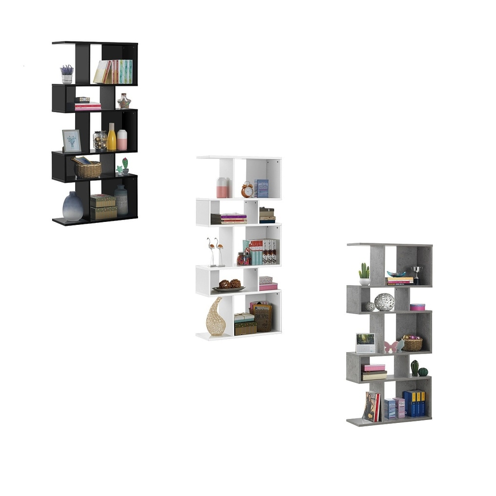 Shop Gymax 5 Cubes Ladder Shelf Freestanding Corner Bookshelf