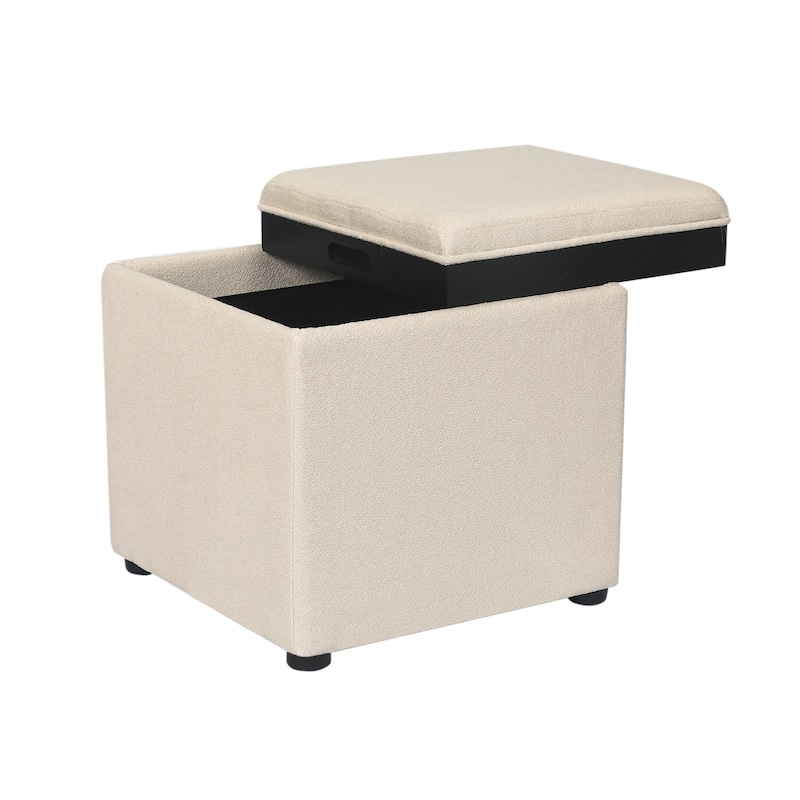 Adeco Storage Ottoman With Tray