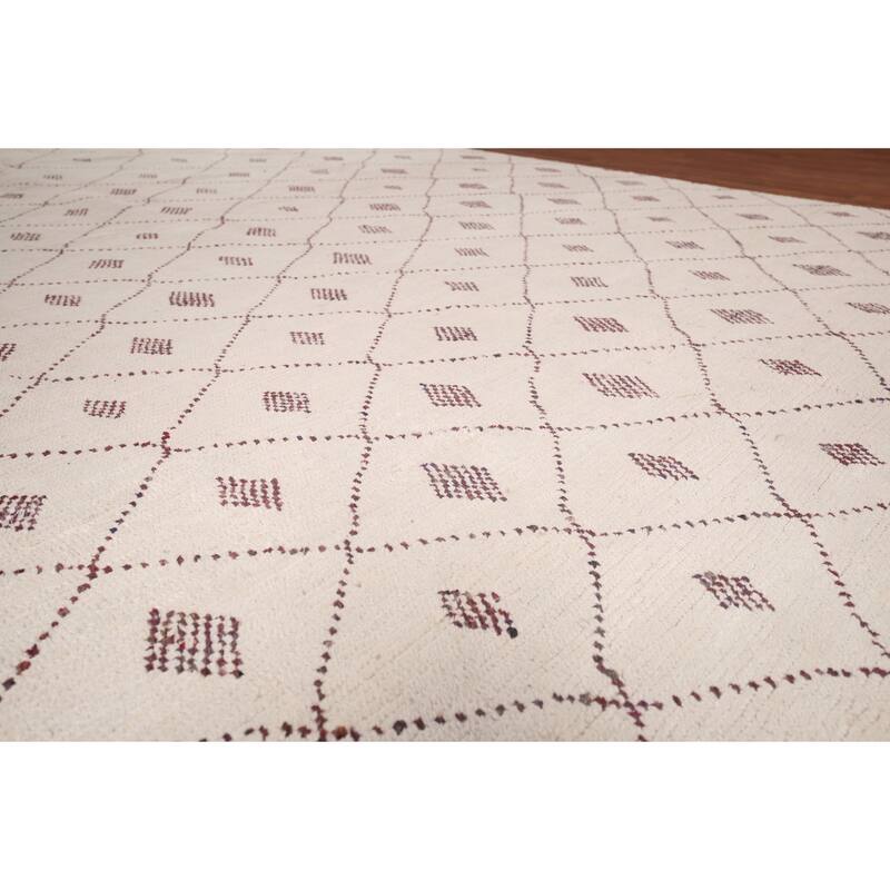 All-Over Trellis Moroccan Large Oriental Area Rug Handmade Wool Carpet - 9'7"x 14'8"