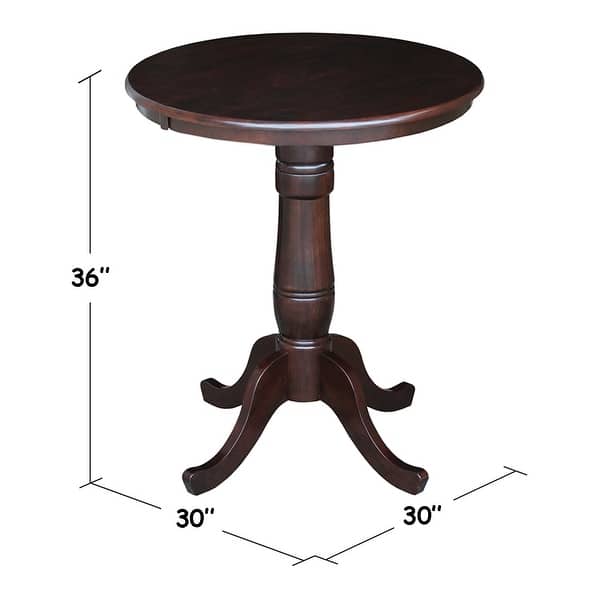 dimension image slide 16 of 15, International Concepts 30-inch Round Pedestal Table