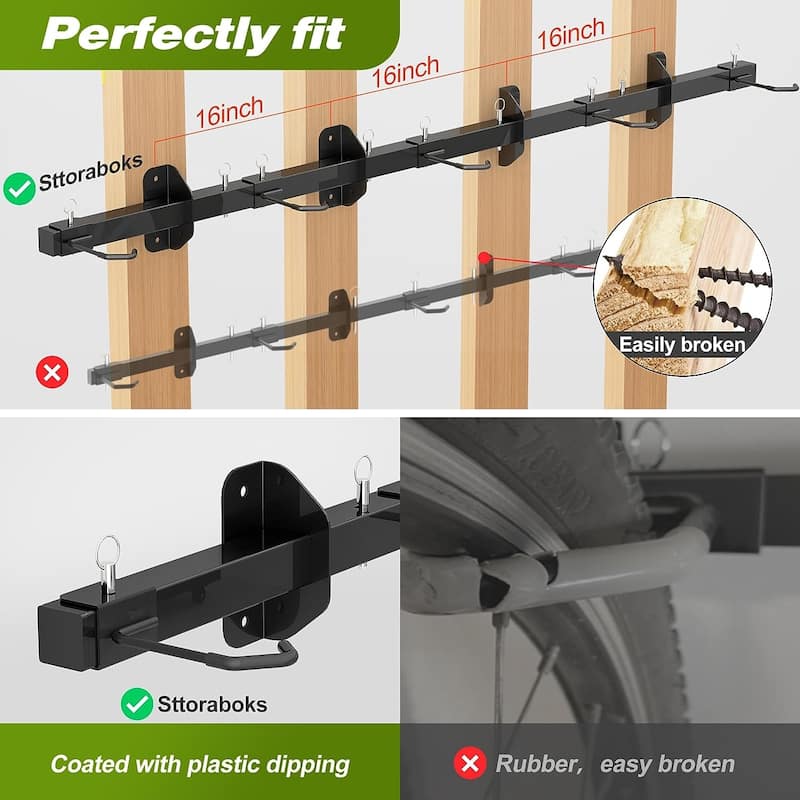 Sttoraboks Bike Storage Rack, 67-Inch Garage Wall Mount Hanger, Indoor Bicycle Organizer for 5 Bikes