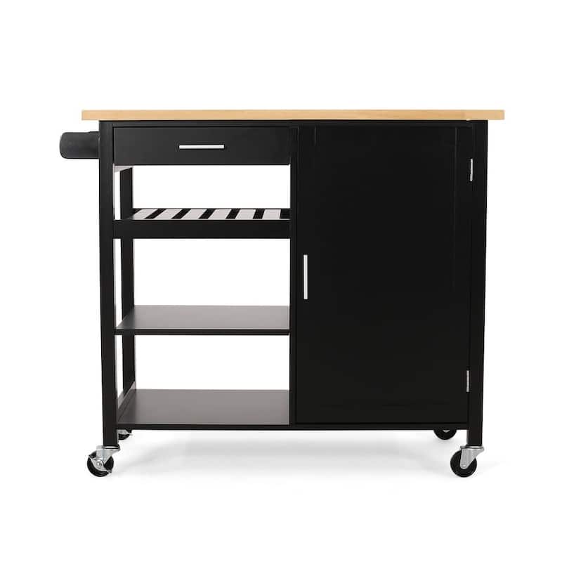 Modern Wooden Kitchen Cart with Wheels Drawer and Cabinet by Christopher Knight Home