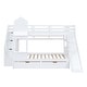 preview thumbnail 78 of 98, Bunk Bed Castle Playhouse Solid Wood Stairs Bed Frame with Storage Shelves & 2 Drawers, Children's Slide Bed with Guardrail