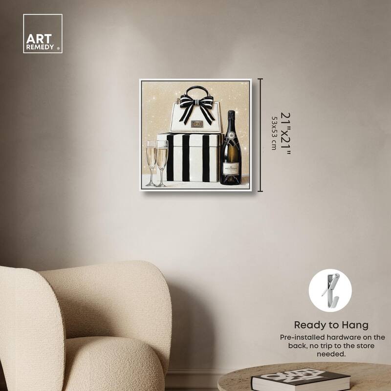 Black and White Striped Glam Canvas by Art Remedy