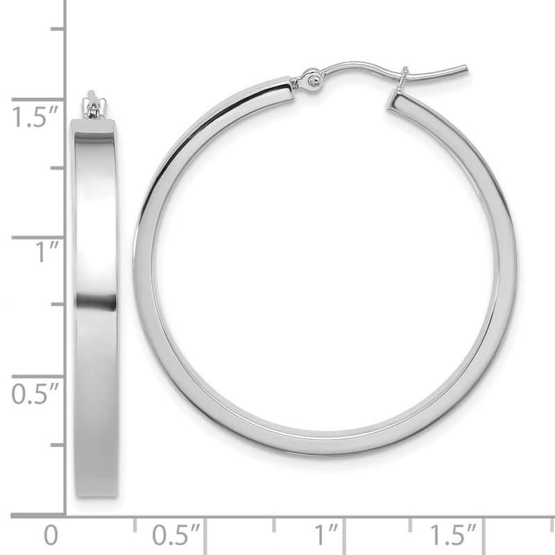 Curata 14k White Gold Polished Hoop Earrings - 35x35mm