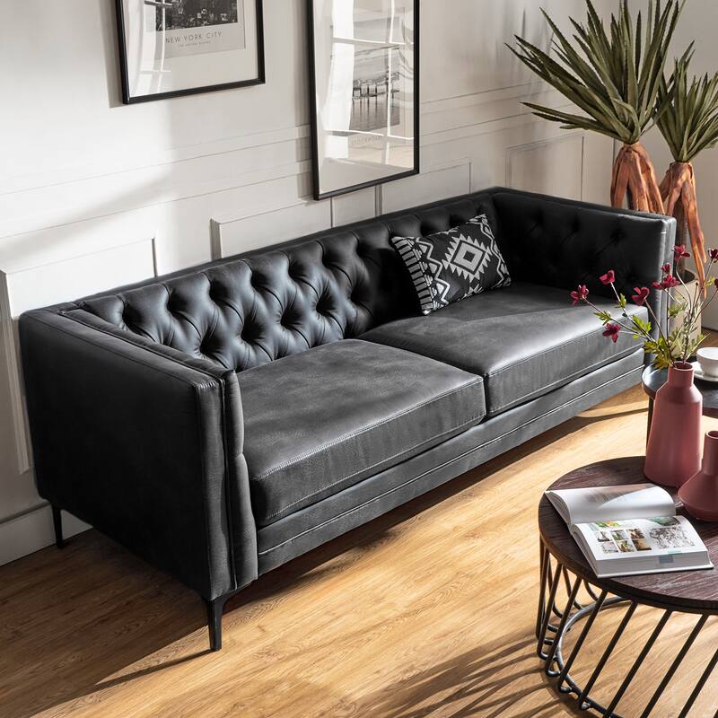 Calymne 84" Classic Square Arms Sofa with Button-Tufted Back by HULALA HOME