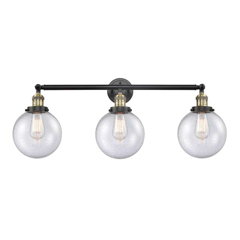 Innovations Lighting Beacon 3 Light 32" Wide Bathroom Vanity Light - Black Antique Brass / Seedy