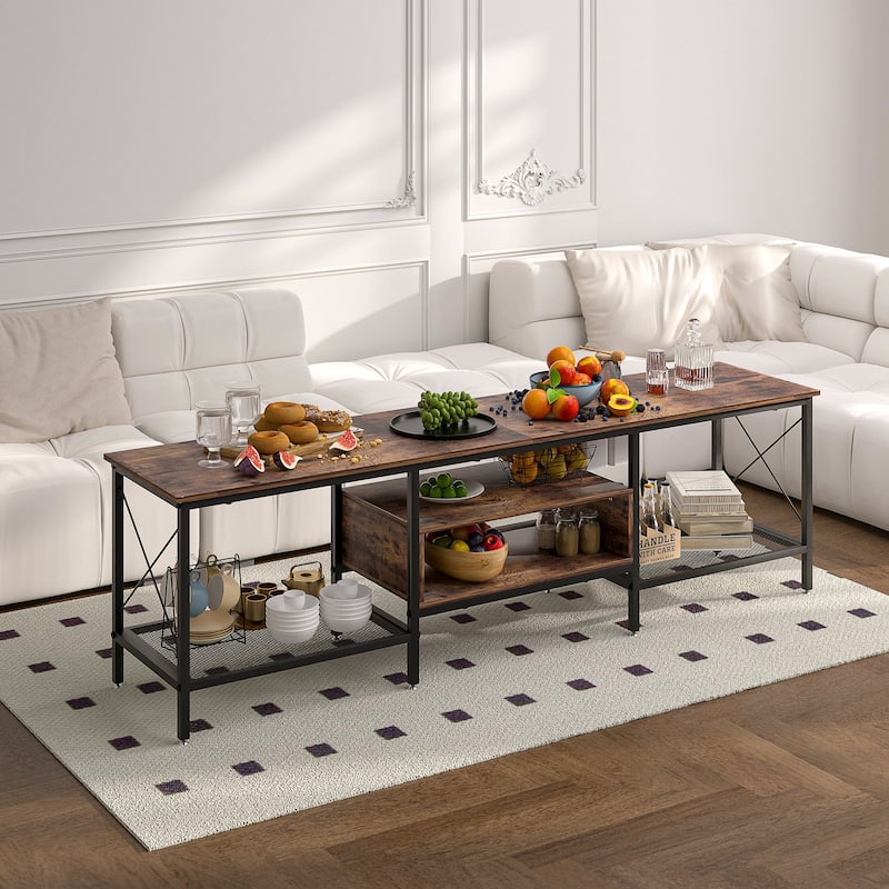 TV Stand for Living Room, Entertainment Center TV Console with Storage Shelves