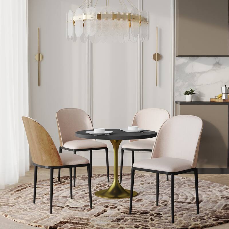 Verve 5-Piece Dining Set 36-Inch Round MDF Tabletop Dining Table and 4 Side Chairs