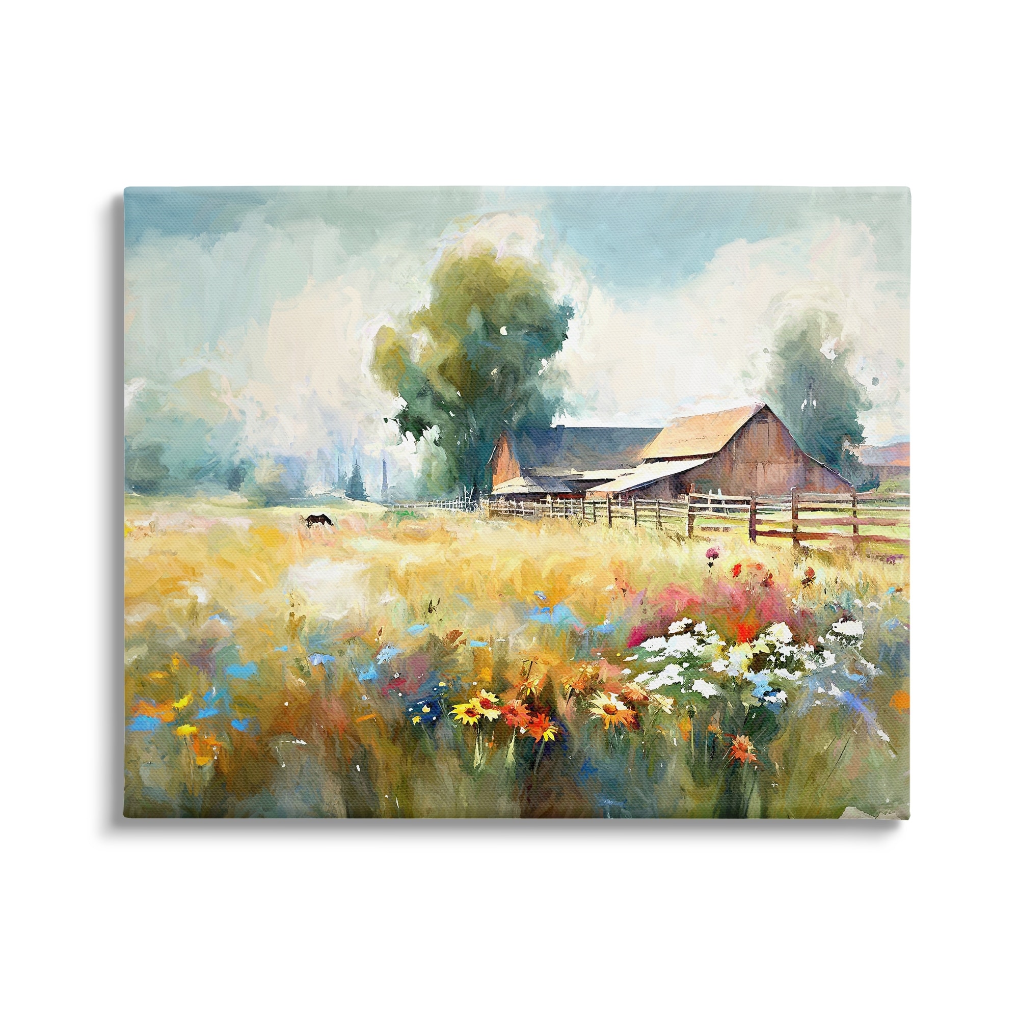 Stupell Barn in Meadow Painting Canvas Wall Art Design by Ramona Murdock