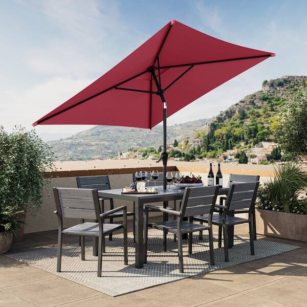 6 ft red patio umbrella Punchau Outdoor - Wine Burgundy Market Umbrella Bring a touch of calm and comfort to your outdoor space with this elegant rectangular umbrella SUGIFT 10-ft Outdoor Patio Umbrella