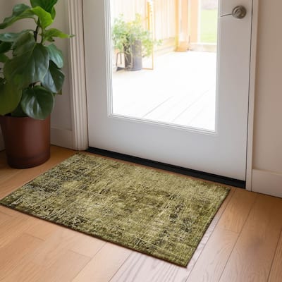 Machine Washable Indoor/ Outdoor Abstract Solid Chantille Rug