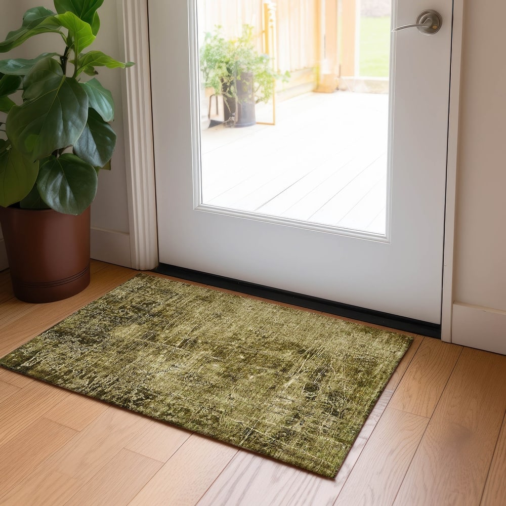Machine Washable Indoor/ Outdoor Abstract Solid Chantille Rug