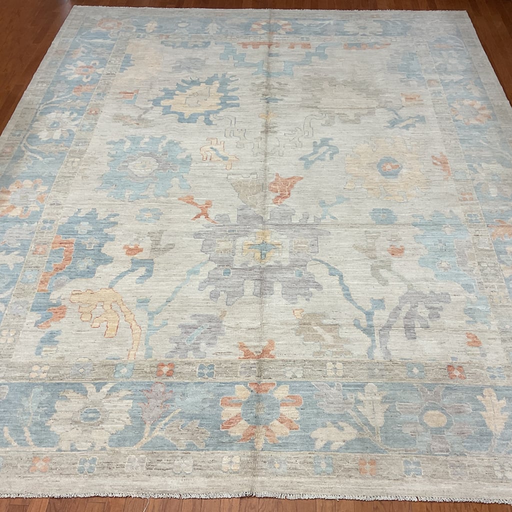 HERAT ORIENTAL Handmade Vegetable Dye Oushak Wool Rug - 12' x 15'