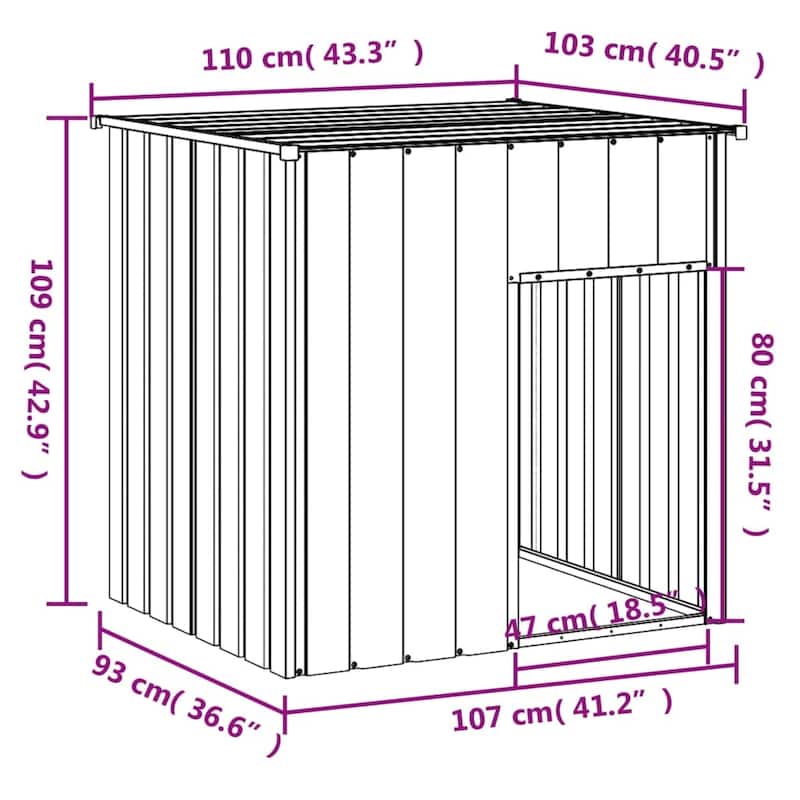 vidaXL Dog House with Roof Anthracite 43.3"x40.6"x42.9" Galvanized Steel