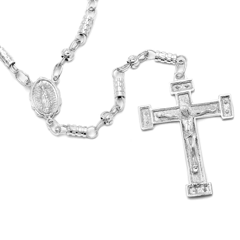 Roberto Martinez Platinum and Gold Plated Bullet Chain Rosary Necklace