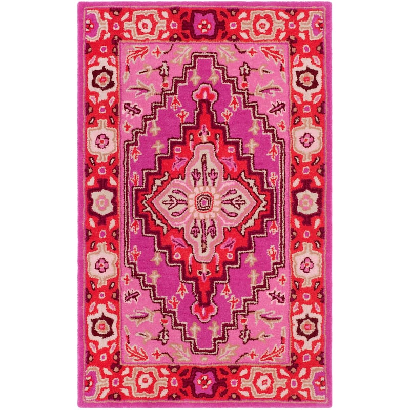SAFAVIEH Handmade Bellagio Zyrafete Modern Oriental Wool Rug - 2'3" x 5' - Red/Pink