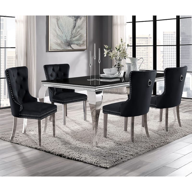 Pizo Glam Glass Top 5-Piece Dining Table Set by Furniture of America