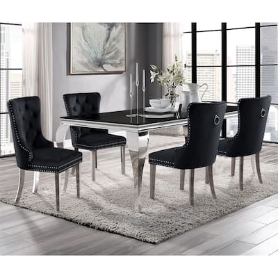Pizo Glam Glass Top 5-Piece Dining Table Set by Furniture of America