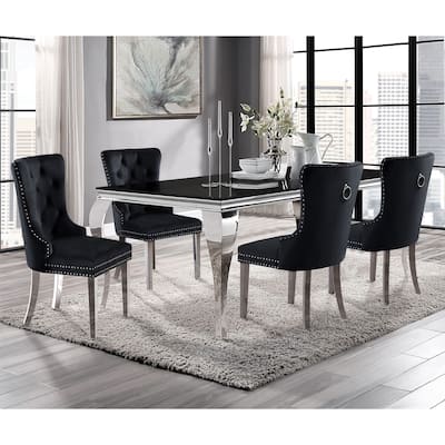 Pizo Glam Glass Top 5-Piece Dining Table Set by Furniture of America ...