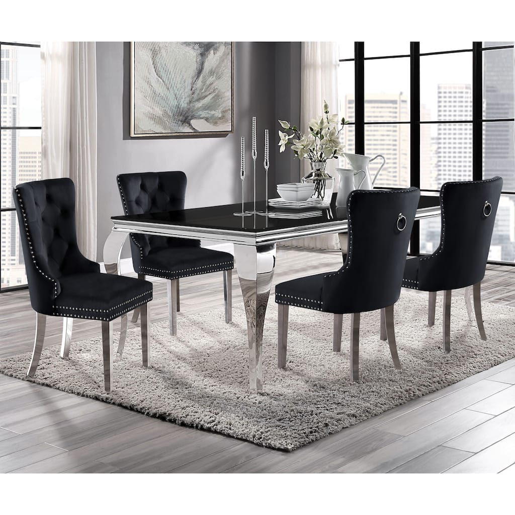 Pizo Glam Glass Top 5-Piece Dining Table Set by Furniture of America