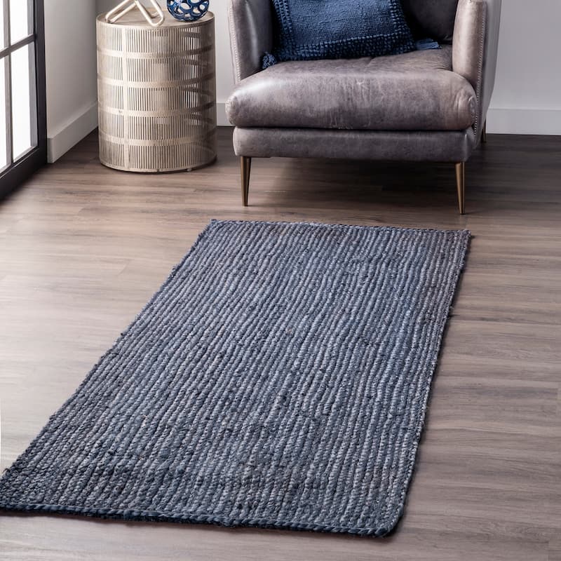 Nuloom Adelaida Farmhouse Jute Area Rug - 2'6" x 10' Runner - Navy