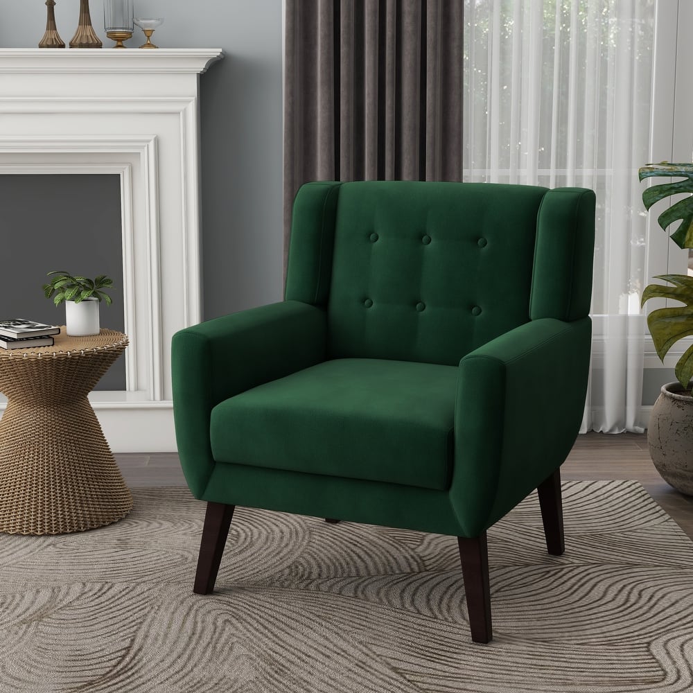 Velvet Upholstered Armchair Tufted Accent Chair