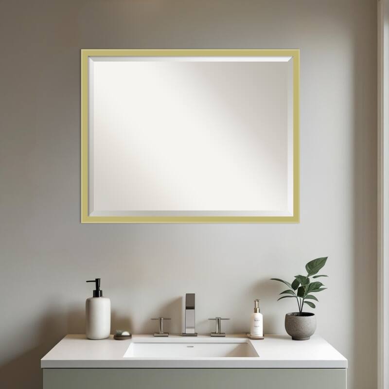 Incline Beveled Wood Framed Bathroom Vanity Wall Mirror