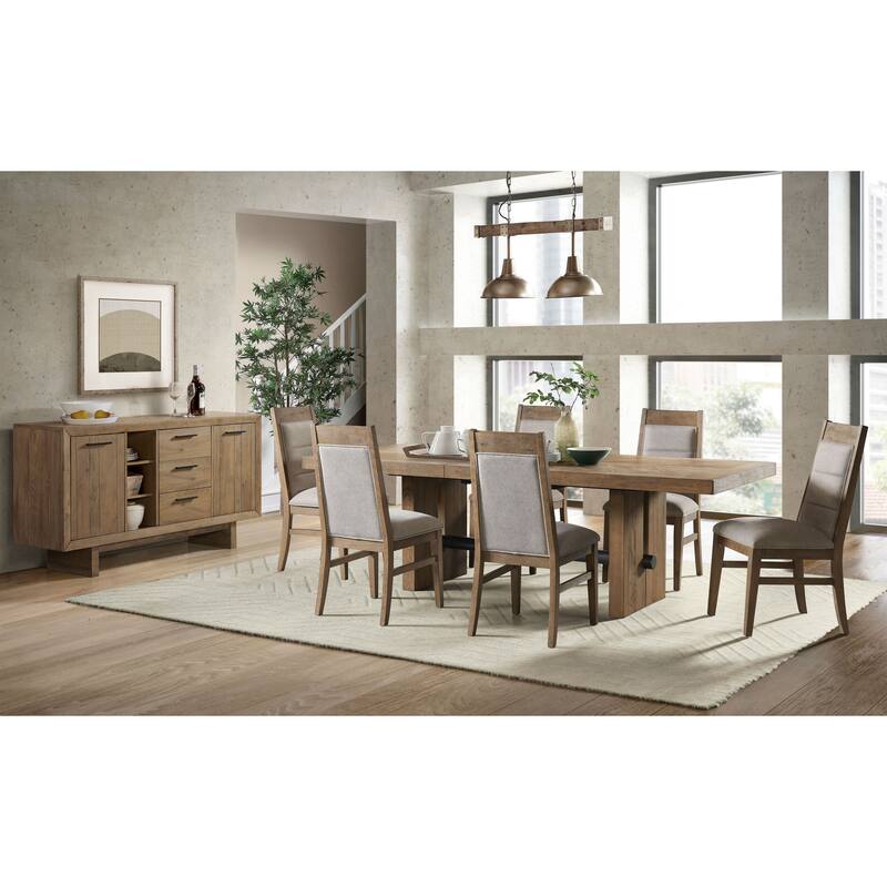 Landmark 66" Wide Sideboard with 3 Drawers and 2 Doors, Weathered Oak