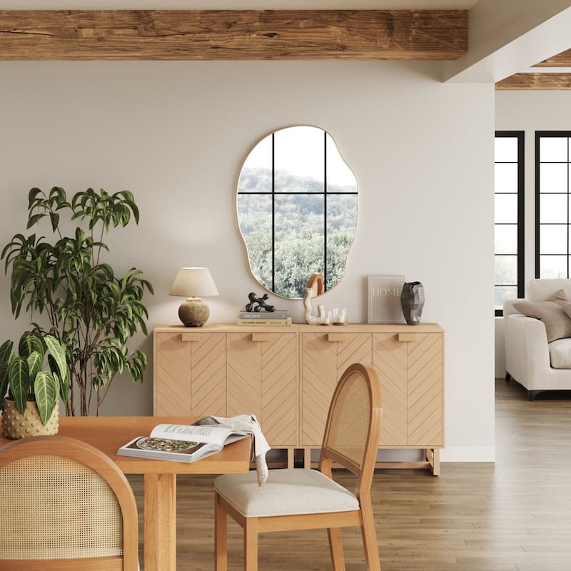 Nathan James Enloe Rustic Doors Metal Base Free Standing Modern Storage Cabinet for Entryway