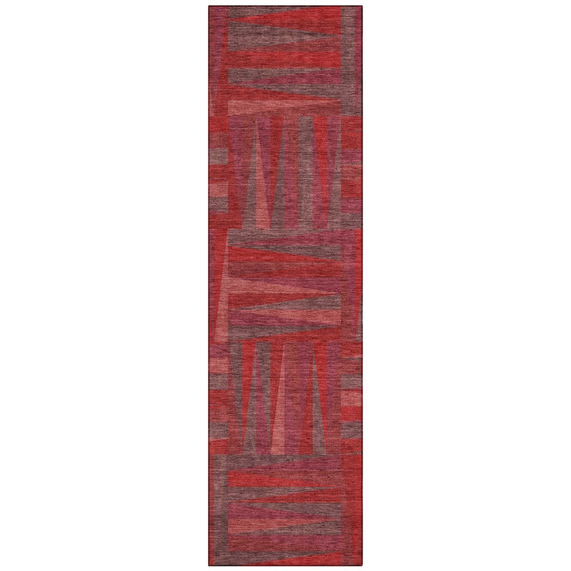 Machine Washable Indoor/ Outdoor Contemporary Mosaic Chantille Rug