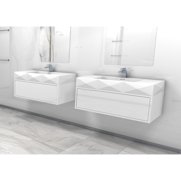 Clarke Ca3721la Diamond 37 1 2 Solid Surface Bathroom Sink For Wall Mounted Or Deck Mounted Installations Matte