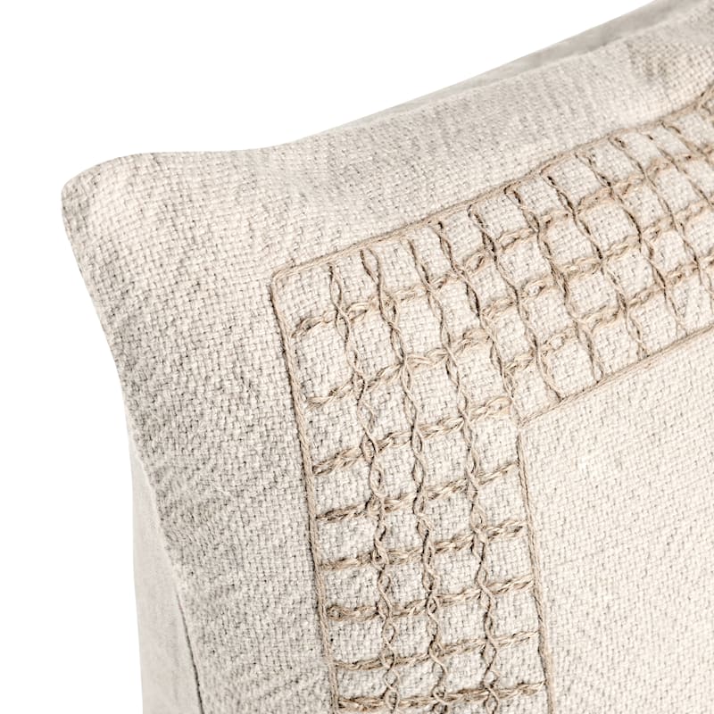 Villa by Classic Home Marina 26" Beige Linen Blend Throw Pillow