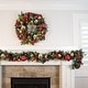 preview thumbnail 5 of 6, 9 ft. Artificial Christmas Garland with Lights - Scarlet Hydrangea - Red