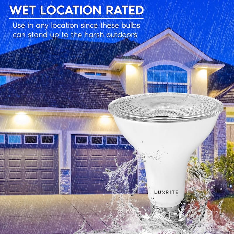 Luxrite 6 Pack LED PAR30 Flood Light Bulb 850 Lumens 11W Dimmable Wet