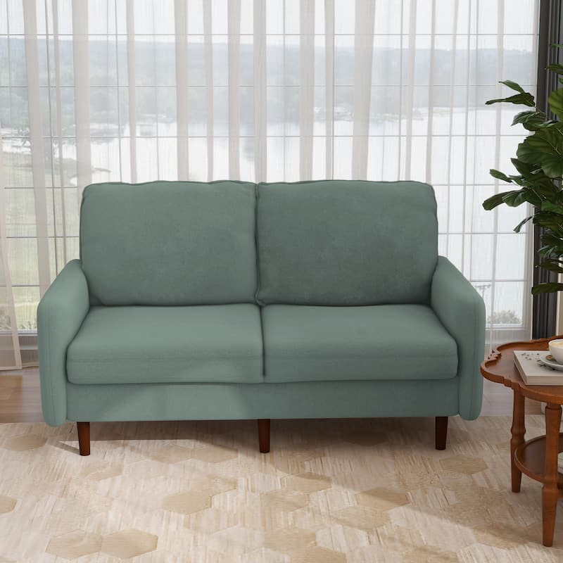 Velvet Loveseat Sofa With Wood Legs
