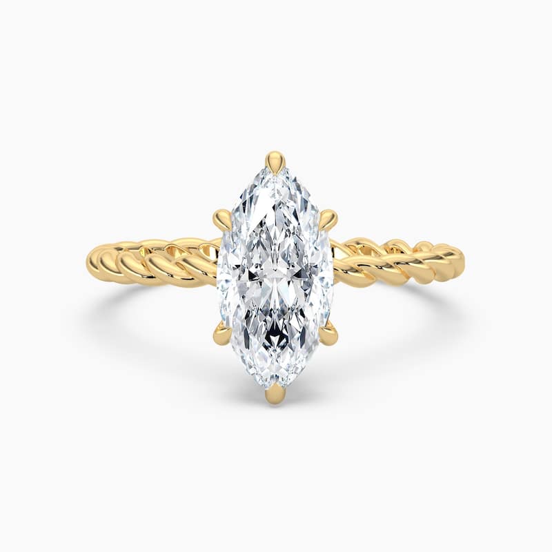 Auriya 14K Gold Lab Grown Diamond Marquise Twisted Hidden Halo Engagement Ring 1.04 - 5.04ct. tw. (F-G, VS) - 1.50 carats - 8.5 - Yellow